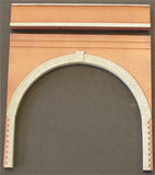 Narrow, high brick arch & separate parapet. UNPAINTED